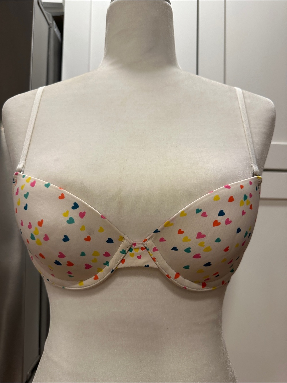 Vintage Pink Victoria’s Secret Heart-Print T-Shirt Demi Bra